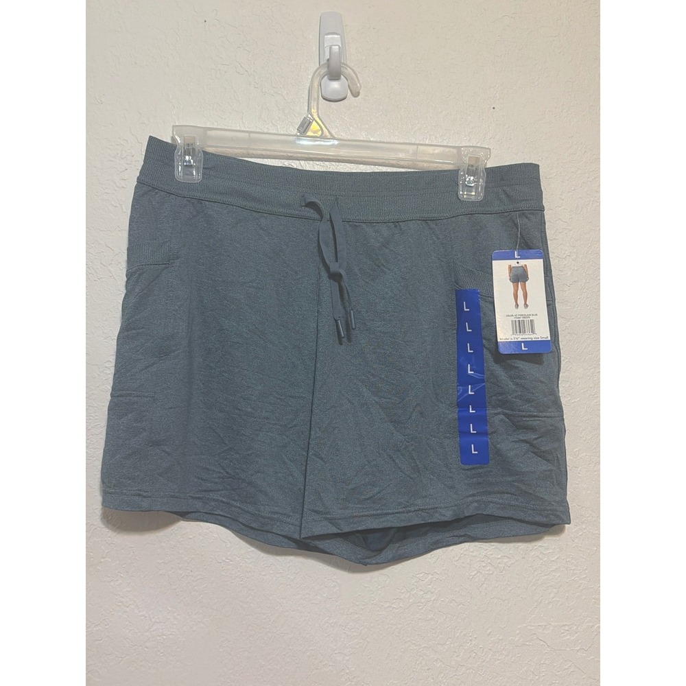32 Degrees Cool Women Lounge Shorts Size L Drawstring Waist Pockets Blue NWT NEW